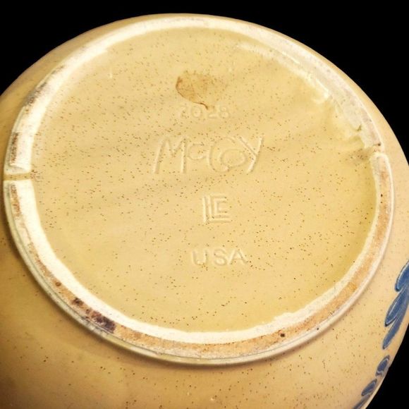 McCoy Bowl Serving Mixing Vintage Ceramic Pottery USA Bluefield 7028 Beige Blue - Picture 3 of 11